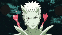 a drawing of a man with horns on his head and red eyes