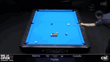 a man is playing pool on a diamond table