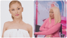 ariana grande and nicki minaj are shown side by side