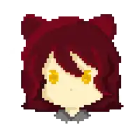 a pixel art drawing of a girl with red hair