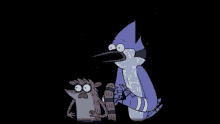a regular show cartoon character covering his eyes with his hand