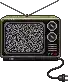 a pixel art drawing of a tv with a cord attached to it .