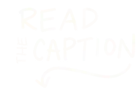 a white background with the words read the caption written in pink