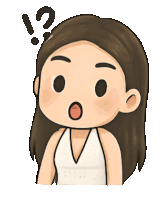 a cartoon drawing of a girl with a question mark above her head