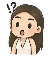 a cartoon drawing of a girl with a question mark above her head