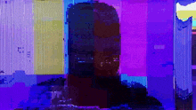 a blurry picture of a person 's face with a purple and blue background