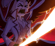 a drawing of a demon with a lightning bolt coming out of his mouth and the hashtag @hatoww