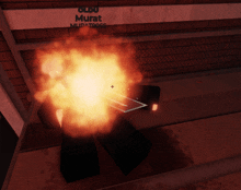 a screenshot of a video game with murat written on the wall behind it