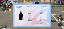 an arizona passport is displayed on a screen