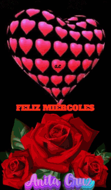 an animated picture of a heart with hearts on it and the words feliz miercoles