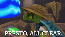 a cartoon character says presto all clear
