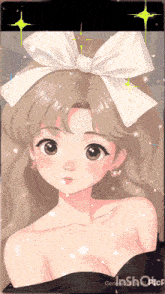 a girl with a white bow in her hair is displayed on a screen that says genshinoffice