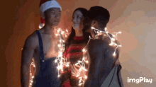 Three Way Kiss Christmas GIF - Three Way Kiss Christmas Chrismas Lights GIFs