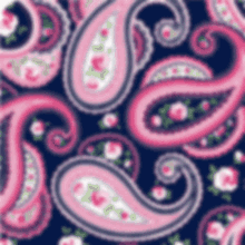 a seamless pattern with pink paisley and roses on a dark blue background