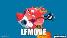 a cartoon of a devil riding a rocket with the words lfmove written below it