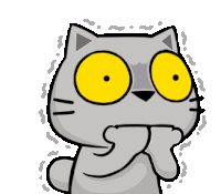 Scared cat icon. Funny gray kitten in fear