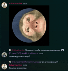 a picture of a monkey in a circle with the words salva inactive at the bottom