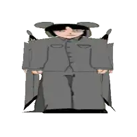 a cartoon drawing of a man in a military uniform with the letter d on it