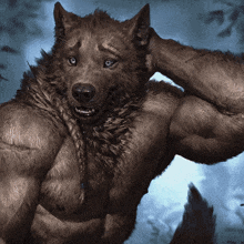 a painting of a werewolf with a braided beard