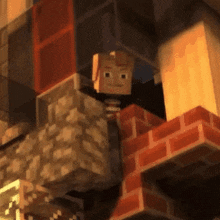 a minecraft character is sitting on a brick block