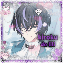 a picture of a boy with purple hair says i love my prince kiroku de lili
