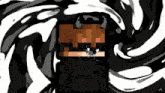 a pixel art of a person with horns on their head against a black and white background