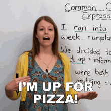 Im Up For Pizza Emma GIF - Im Up For Pizza Emma Learn English With Emma GIFs