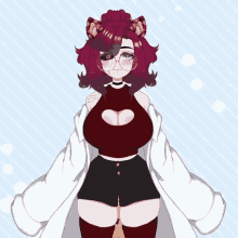 a drawing of a girl with a heart shaped cut out in her top