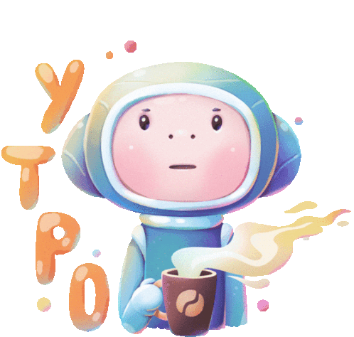 Astronaut Drinking Coffee Says "Morning" In Russian. Sticker - Alex And Cosmo Cute Adorable Stickers
