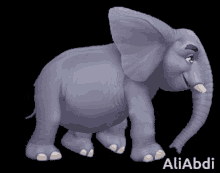 a cartoon elephant with the name aliabdi on the bottom right
