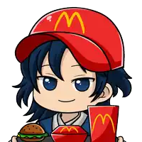 a cartoon character wearing a mcdonald 's hat