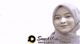 a woman wearing a purple hijab is smiling with the words assalamu alaikum mohon jin unt written above her