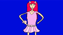 a cartoon of a girl in a pink dress with cat ears on her head