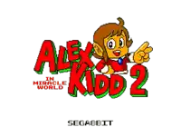 a logo for alex kidd 2 in miracle world by sega 8bit