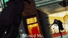 a cartoon drawing of a man running with the words missed me below him