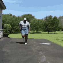 fat guy running funny