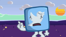 a cartoon character with a twitter logo on his head