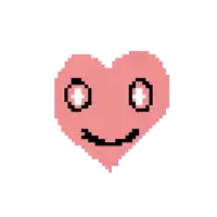 a pixel art drawing of a pink heart with a smile on its face