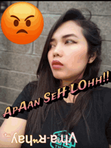 a woman wearing a black shirt says apaan seh lohh