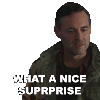 a man is wearing a jacket and says what a nice surprise