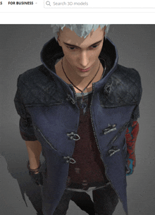 a screenshot of a 3d model of a man with the words search 3d models underneath