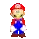 a pixelated image of mario wearing a red hat and blue pants