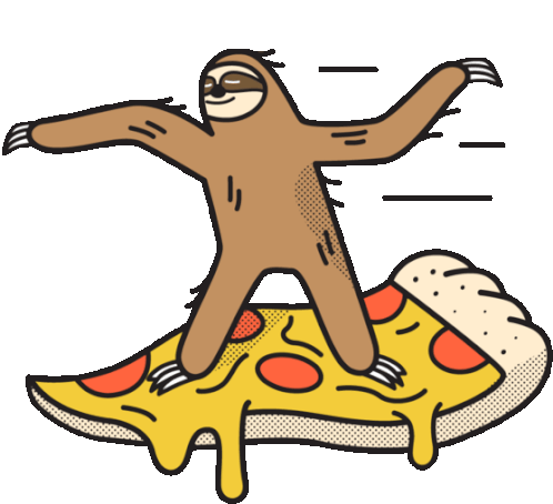 Sloth Surfing On Pizza Sticker - Lethargic Bliss Sloth Pizza Stickers
