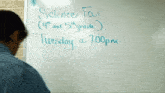 a white board says science fair 4th and 5th grade tuesday at 7:00pm