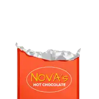 a nova 's hot chocolate bar with a woman sticking her head out