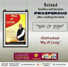 a poster that says " ruined families will become prosperous after reading the book way of living "
