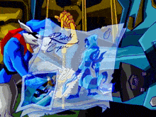 a cartoon character holding a piece of paper that says peach cooper on it