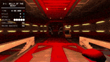 a video game called belly of the beast has a red carpet