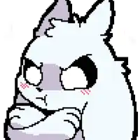 a cartoon of a white rabbit with black eyes and a smoke coming out of its mouth .