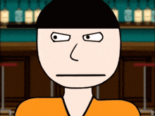 a cartoon drawing of a man with a serious look on his face